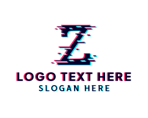 Pixel Glitch Letter Z logo design