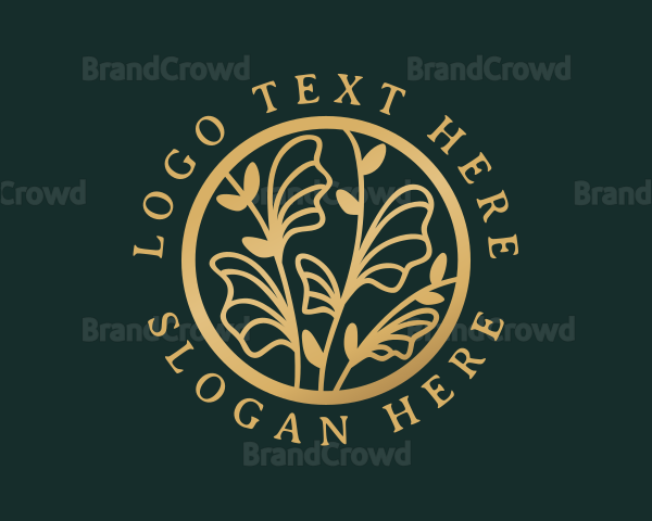 Gold Floral Foliage Logo