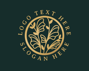 Upscale - Gold Floral Foliage logo design