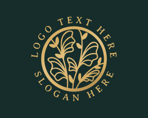 Gold Floral Foliage Logo