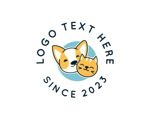 Cartoon - Corgi Dog Kitten Pet logo design