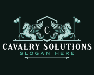 Cavalry - Pegasus Wing Shield logo design