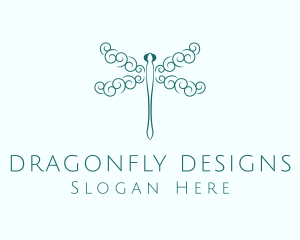 Spiral Wings Dragonfly logo design