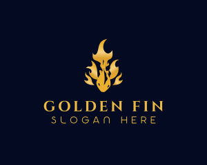 Goldfish - Flame Gold Fish logo design