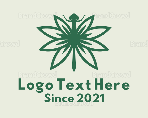 Green Cannabis Dragonfly Logo