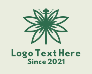 Bug - Green Cannabis Dragonfly logo design