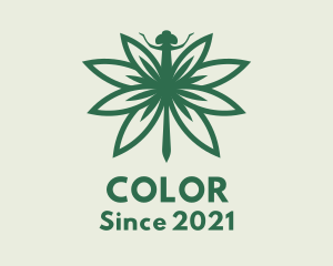Tropical - Green Cannabis Dragonfly logo design