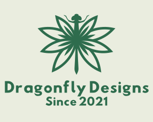 Green Cannabis Dragonfly logo design