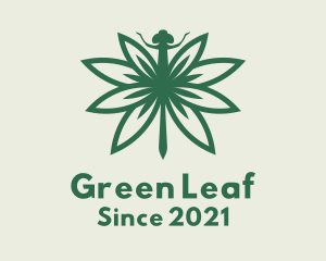 Green Cannabis Dragonfly logo design