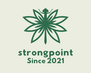 Drone - Green Cannabis Dragonfly logo design