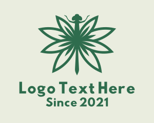 Fly - Green Cannabis Dragonfly logo design