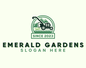 Grass Yard Lawn Mower logo design