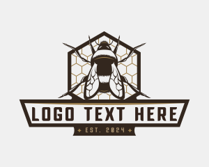 Vintage - Honeycomb Bee Insect logo design