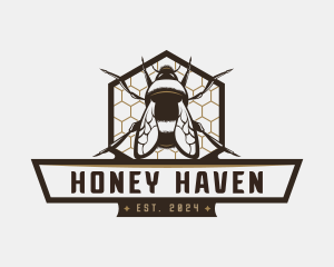 Honeycomb Bee Insect logo design