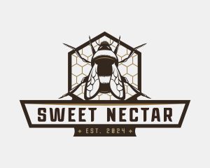 Honeycomb Bee Insect logo design