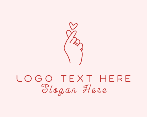 Sign Language - Hand Heart Romance logo design