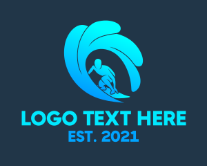 Beach - Gradient Wave Surfer logo design