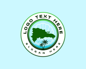 Palm Tree - Dominican Island Map logo design
