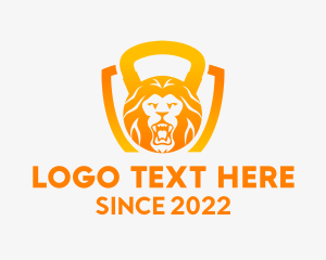 Barbell - Lion Kettlebell Weights logo design