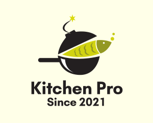 Cookware - Fish Cookware Bomb logo design