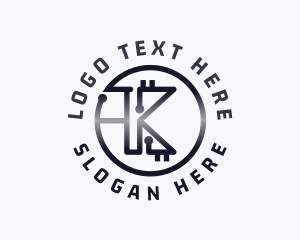 Blockchain - Digital Circuit Letter K logo design