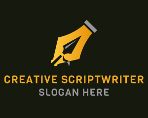 Scriptwriter - Fountain Pen Spear Gold logo design