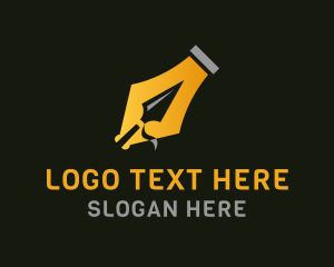 Scriptwriter - Fountain Pen Spear Gold logo design