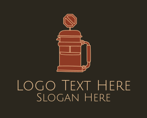 Hot Drinks - French Press Road Sign logo design