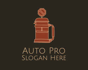 Americano - French Press Road Sign logo design