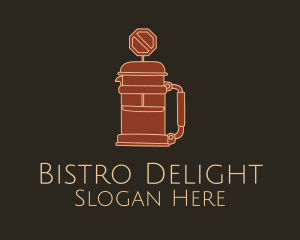 French Press Road Sign logo design