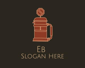 Coffee - French Press Road Sign logo design