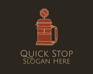 Stop - French Press Road Sign logo design