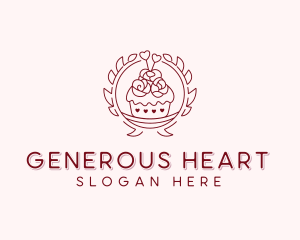 Confectionary Heart Cupcake logo design