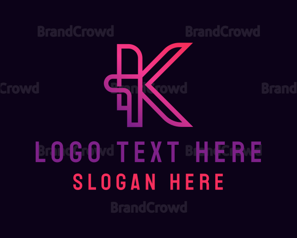 Creative Digital Letter K Logo