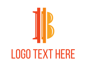 Coin - Orange Bitcoin B logo design