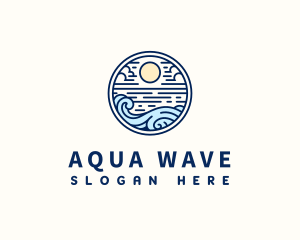 Beach Sunset Waves logo design