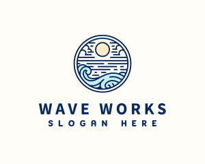 Beach Sunset Waves logo design