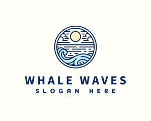 Beach Sunset Waves logo design