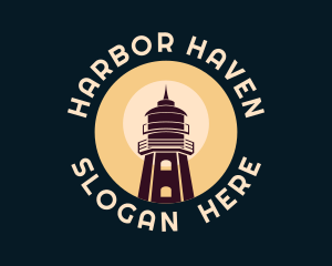 Marine Port Lighthouse logo design