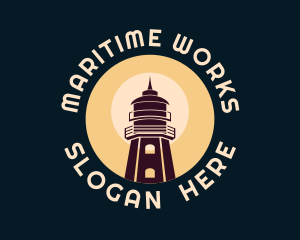 Marine Port Lighthouse logo design