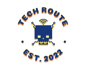 Router - Robotic Skull Emblem logo design