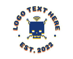 Router - Robotic Skull Emblem logo design