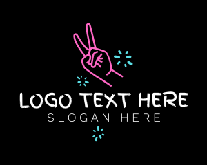 Pretty - Peace Hand Vlogger logo design