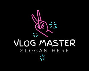 Vlogger - Peace Hand Vlogger logo design