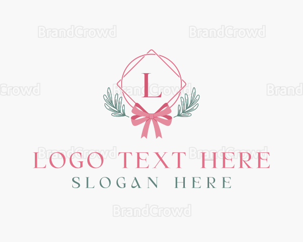 Ribbon Leaf Ornament Logo