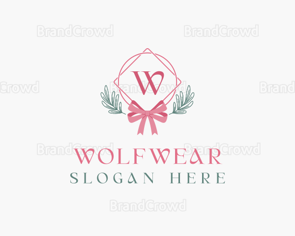 Ribbon Leaf Ornament Logo