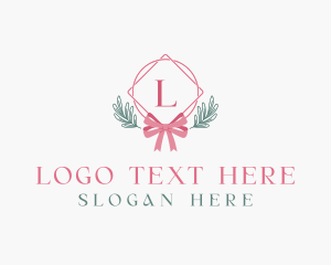 Gift - Ribbon Leaf Ornament logo design