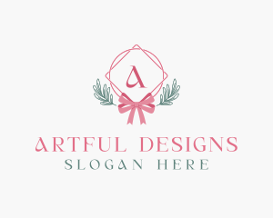 Ribbon Leaf Ornament logo design