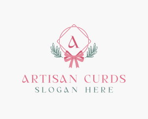 Ribbon Leaf Ornament logo design