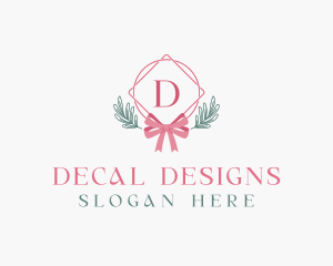 Ribbon Leaf Ornament logo design